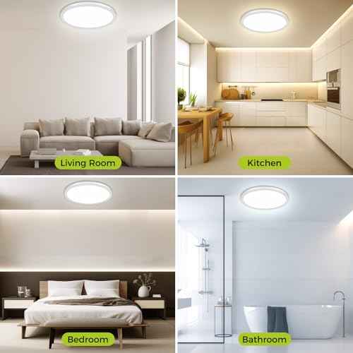 20Inch Big Dimmable Flush Mount LED Ceiling Light Fixture, 3000K-4500K-6000K 3 Color Selectable Ceiling Lamp 45Watt 4500LM Low Profile Ceiling Light for Kitchen Bedroom Hallway Porch