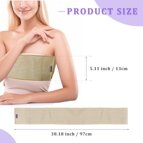 Abdomencare Breast Implant Stabilizer Band I Post Surgery Breast Band Chest Compression Wrap For Women I Breast Augmentation Band I Bra Breast Reduction Recovery Supplies For Healing I One Size (Beige)