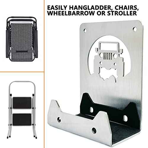 Heavy Duty Door Hanger Bracket for Garage Wall - Heavy Duty Utility Hook for Wall Mount Ladder Storage.Fit for Jeep Wrangler Door Hanger Bracket(Bright Silver£¨Pack of 2£©)