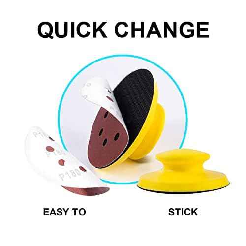 Hook and Loop Hand Sanding Block 5 Inch Mouse and Round Sanding Holder 2 PCS Hand Sanding Pad for Woodworking Hook Backing Sandpaper Holder for Furniture