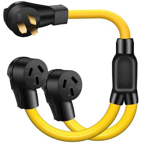NEMA 50 AMP 10-50P to 2 Outlet 10-50R Y Splitter Adapter Cord, 3 Prong 6 AWG 250V Oven Splitter Power Extension Cord Non-grounding, for Electric Range Oven Stove EV Charger Power Cord, 3 Feet