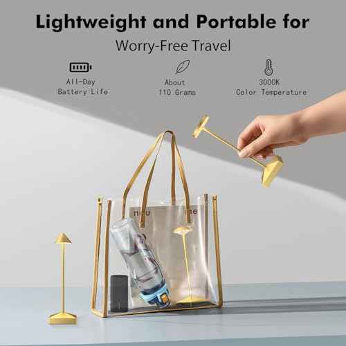 3 Pack 8.26in Gold Small Cordless Table Lamps Rechargeable, Battery Operated Mini Lamp, Small Lamp Touch Portable Table Lights, LED Night Light for Bedside/Dining/Bar/Outdoor (Gold-A)