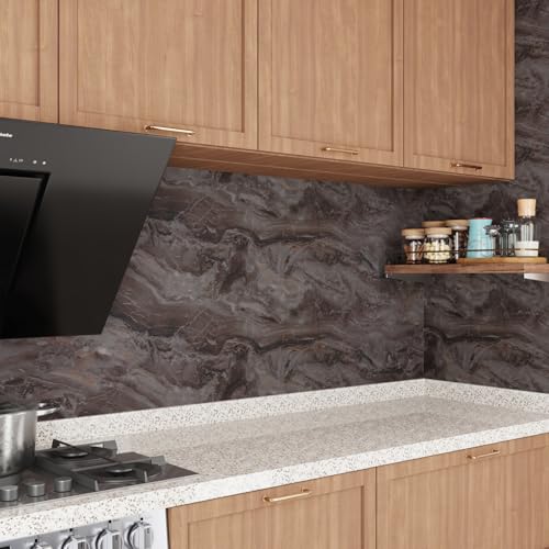 CRE8TIVE Matte Brown Marble Contact Paper for Countertops Waterproof Peel and Stick Slate Marble Wallpaper for Kitchen Countertop Contact Paper 12"x80" Adhesive Vinyl Wrap for Bathroom Desks Furniture