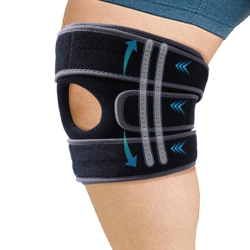 King Mills Extra Large Knee Brace Support to Knee Pain, Arthritis or Meniscus Tear. Adjustable Plus Size Knee Brace for Women and Men, Adult 2XL, Grey Black.