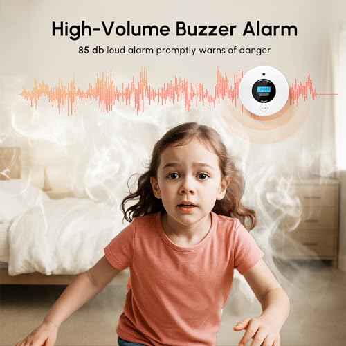 Smoke Detector Carbon Monoxide Detector Combo 10 Year Battery, KARUOTOP Smoke Alarm CO Detector with Large Display, Adhesive or Screw Installation