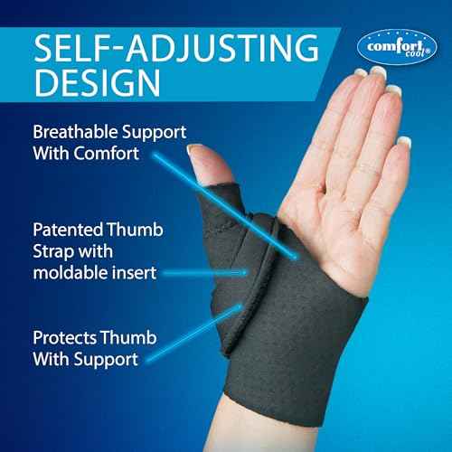 Comfort Cool Thumb CMC Abduction Splint, Large Plus, Left Hand, Thumb Brace for CMC Joint Support, Moldable Thumb Wrap, Supports Without Limiting Finger Movement, Lightweight & Washable