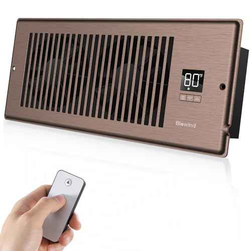 Quiet Register Booster Fan Fits 4" x 12" Register Holes, 10-Speed Smart Heating Cooling AC Vent Fan with Remote Control and Thermostat Control - Bronze