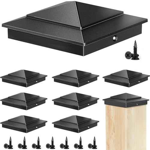 6" x 6" Aluminum Pyramid Post Caps Fits Actual 5.5" x 5.5" Wood/Cedar Posts, 8-Pack Unbreakable Fence Post Caps Cover for Outdoor Fences, Decks, and Mailbox Posts