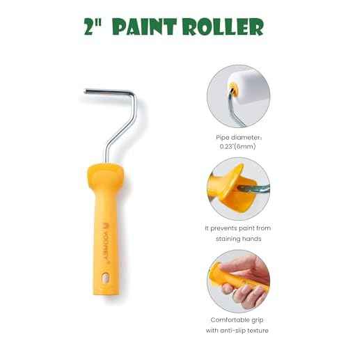 Voomey Foam Paint Roller, 2 Inch Mini Paint Roller Kit 12 Pack, Small Paint Rollers with Tray and Roller Frame for Touch Up Painting Wall, Door, Cabinet