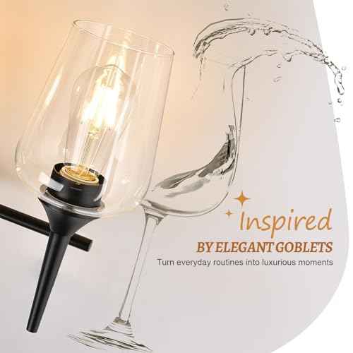2025 Upgrade 3-Light Bathroom Light Fixtures, Black Vanity Lights for Bathroom with Clear Glass, 19.5 Inch Bathroom Lighting Fixtures Over Mirror, Modern Wall lamp for Cabinet Hallway