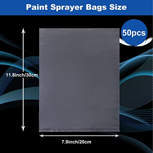 Paint Sprayer Bags 50 Pcs Disposable Clear Spray Gun Bags Sprayer Cup Canister Liners for HVLP Wagner Paint Sprayer Parts Accessories Compatible with Most Spray Guns (7.9 x 11.8 Inch)