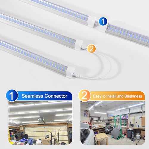 3FT Led Shop Light,3FT Lights 36W 6500K 5000LM Daylight,Led Shop Lights 110V Linkable Clear Cover Integrated V-Shape for Shop Garage Warehouse Workshop Commercial Bay Lighting(4-Pack)