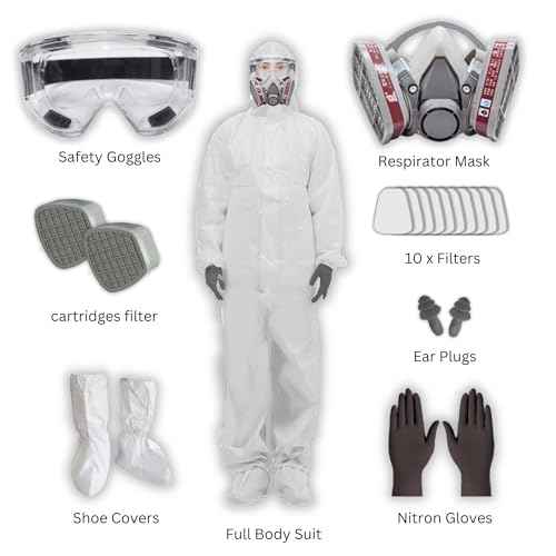 Hazmat Paint Suit Plus Full Face Respirator Mask And Anti Fog Protection Goggles Full Body Suit Production 6 Sizes