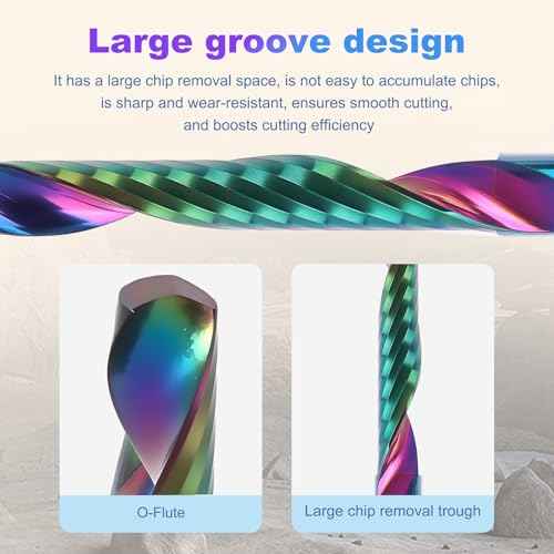 10 Pcs O Flute Up Cut Router Bits, 1/8-inch Shank Single Flute CNC End Mill, Spiral Solid Carbide Milling Cutters with DLC Coating, Ideal for Aluminum, Plastic, Acrylic, Wood, MDF and PVC