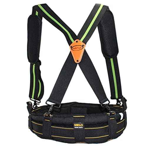 MELOTOUGH Padded Tool Belt with handle strap Construction Work Belt with 4 ring to hook with Tool Belt Suspenders(work suspenders not included) 5 inch Padded Tool Belt