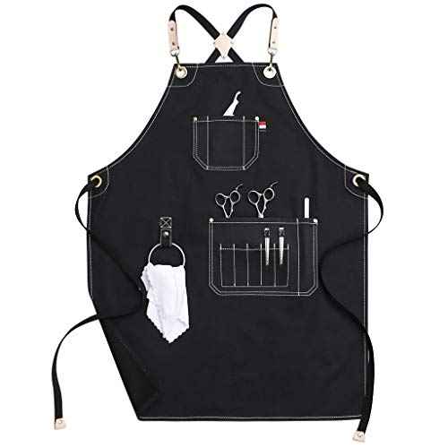 Jeanerlor - Canvas Work Apron with Pockets Cross Back Straps Design Up to XXXL