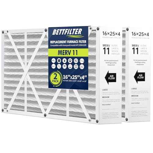 16x25x4 AC Furnace Air Filter Compatible with Honeywell FC100A1029, MERV 11 HAVC Filter Replacement, Actual Size:15.94"x24.86"x4.38", Pack of 2