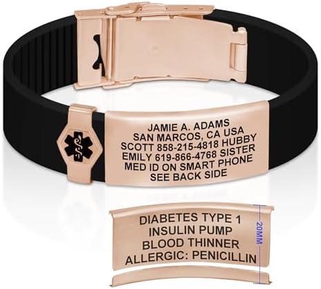 Divoti Custom Engraved Medical Alert ID Bracelet – Dual-Sided Laser Etching, Silicone Wristband, Stainless Steel Security Clasp – Adjustable & Trim-to-Fit – Emergency Medical Info Band for Men & Women
