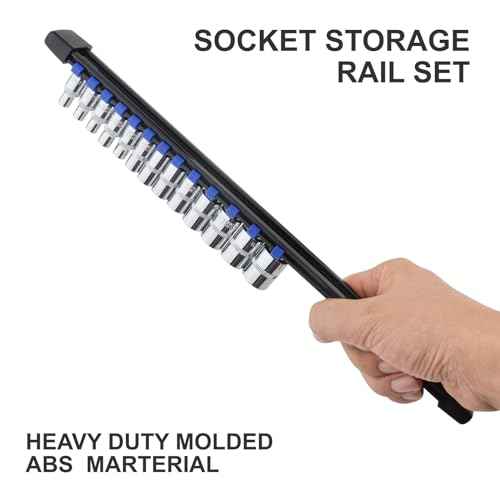 Socket Organizer Set, Metric SAE Socket Holders with Spring Ball Bearings Fits 1/4", 3/8", 1/2" Drive Sockets, Secure Holding Portable Socket Retention Home Workshop Tool Storage Organizer, 9 PCS