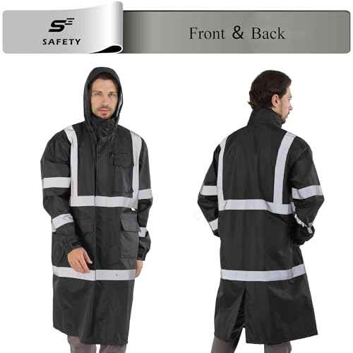 sesafety Safety Rain Coats for Men Work, Class 3 HighVisibility Rain Gear Construction, Reflective Hi Vis RainJacket Lightweight Waterproof