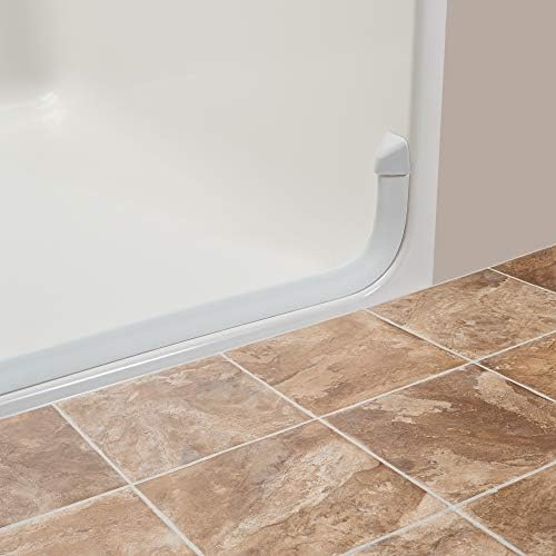 Collapsible Shower Dam - Water Threshold Barrier Stopper for Curb Free Shower/Easy Wheelchair Roll in/Use with Weighted Curtain for Full Splash Guard/Neutral/Radius End Caps/ 66"