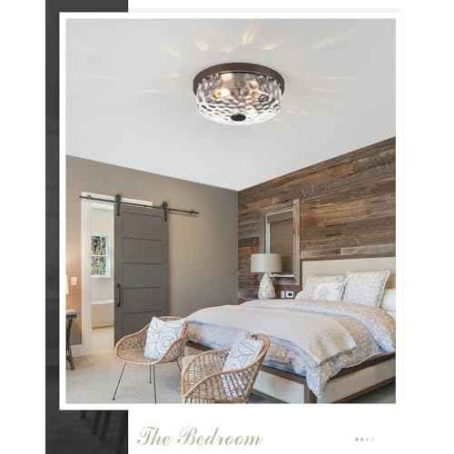 12 Inch Farmhouse Flush Mount Ceiling Light, 2 Light Industrial Close to Ceiling Light, Industrial Ceiling Lighting Fixture for Kitchen Hallway Bedroom Living Room (12.2 Inch Oil Rubbed Bronze)