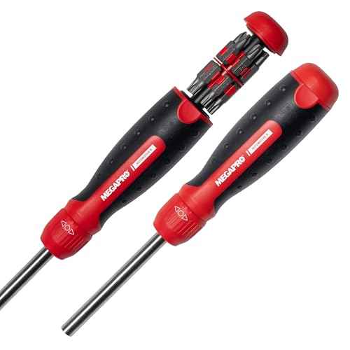 Megapro Automotive Screwdriver Set | One Multi-Bit Screwdriver with ¨ù¡± Hex Shaft | Phillips, Torx | Compact Automotive Bit Set (Ratcheting)