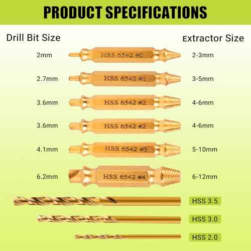 Damaged Screw Extractor Set, 10Pcs Easy Out Bolt Extractor Set, Drill Bit Stripped Screw Remover Tools for Damaged, Broken, Rusted, Small Screws, Bolts, Nuts