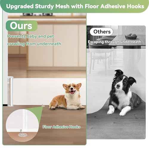 Pet Gates 14" H Short Dog Puppy Gate, Retractable Dog Gates Extends to 59 Inches for Stairs & Doorways Hallways (Drilling Required)