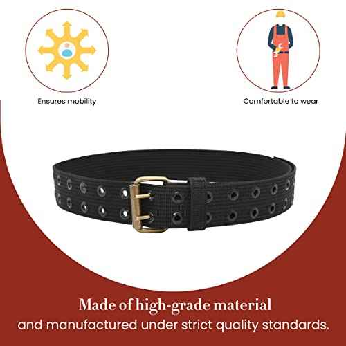 Style n Craft 2" Wide Heavy-Duty Poly Webbing Work Belt, Durable and Rugged Belt with Double-Prong Metal Roller Buckle, Black (95012)