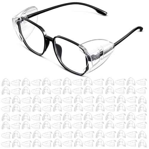 60 Pairs Clear Safety Glasses Side Shields for Prescription Eyeglasses Slip on Side Shields Guards