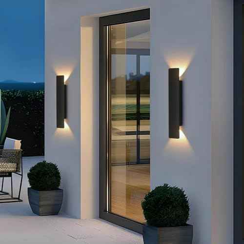LED Long Wall Light LED Up Down Outdoor Wall Mounted Modern Lighting Fixture £¬100-277V£¬IP65 Waterproof Outdoor Wall Light, Suitable for Courtyard/Exterior Wall/Patio(3000K Warm Light, 15.7inch)