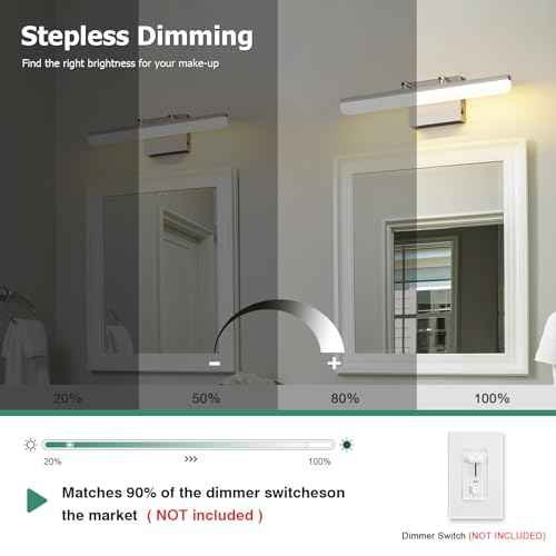 Brushed Nickel Vanity Light, 15.7¡± Dimmable LED Bathroom Light Bar with 5CCT, Adjustable Angle ? Modern Wall Lighting for Bathroom, Powder Room, Bedroom, Apartment, Hotel