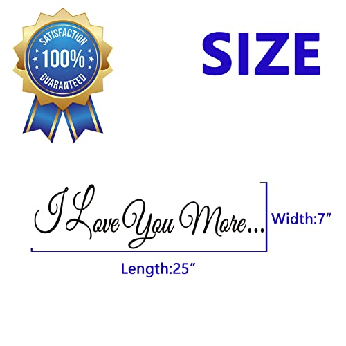 VODOE Wall Decals for Bedroom, Wall Decals Quotes, Love Women Family Inspirational Couples Marriage Life Bathroom Living Room Kitchen Sayings Signs Art Home Decor Vinyl Stickers I Love You More 25"X7"