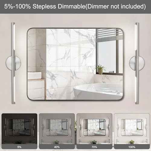 Brushed Nickel Bathroom Light Fixtures Over Mirror 24 Inch, 18W 360¡Æ Rotatable Dimmable 4000K LED Vanity Light Bar, Modern Bathroom Vanity Lights Above Mirror