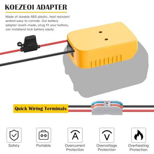 1 Packs Power Wheel Adapter for Dewalt 20V Battery Adapter Power Wheel Battery Converter with Fuse & Switch & Wire Terminals 12AWG Wire for DIY Rc Toys and Ride On Truck