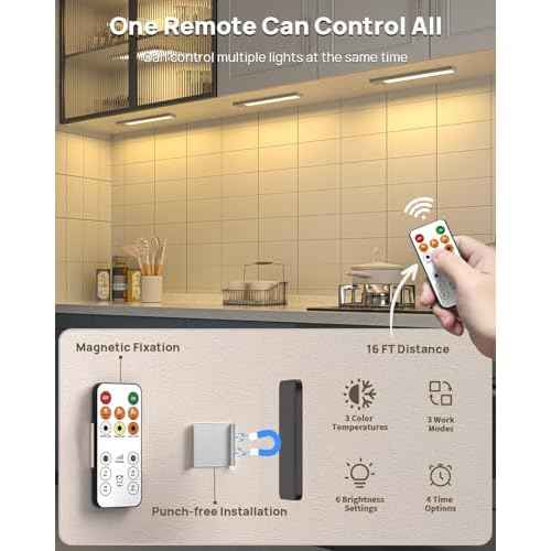 Under Cabinet Lights Wireless, 12'' Rechargeable Motion Sensor Light Indoor, 3 Color Temperature Dimmable Closet Lighting with Remote, Under Counter Lights for Kitchen, Pantry, Stairs, Wardrobe