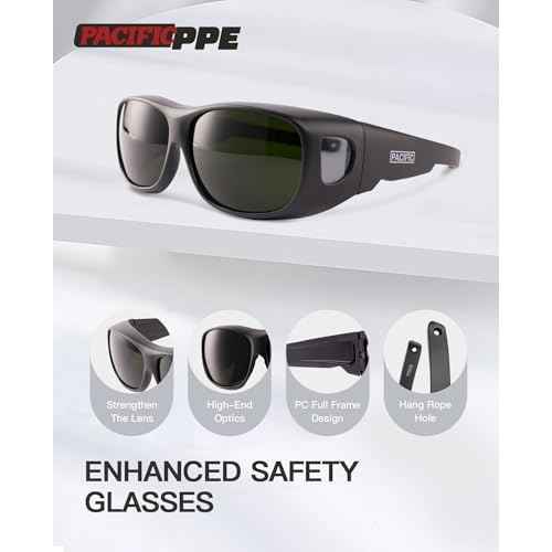 PACIFIC PPE Welding Glasses, ANSI Z87 Work Safety Glasses with Wraparound Lenses, IR Shade 5 Sunglasses for Men and Women, UV Protection