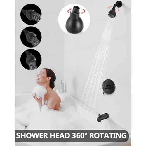 Shower Trim Kit Bathtub Shower Faucet Set,Valve Included,with Shower Head,Single-Handle Tub Shower Kit Matte Black