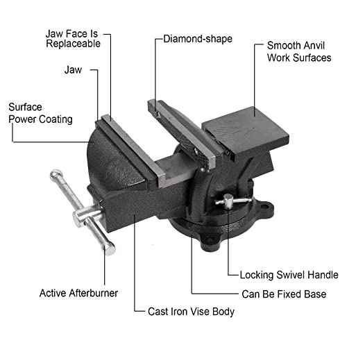 6" Heavy Duty Bench Vise, Pipe Vise Bench Vices with Anvil Swivel Table Top Clamp Locking Base, Double Swivel Rotating Vise Head& Body Rotates 360¡Æ-Black