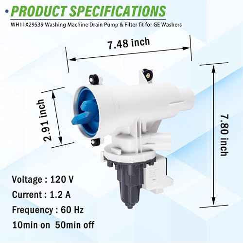 GFW550SSN0WW GFW550SSN1WW GFW550SSN2WW Washer Drain Pump & Filter Compatible with G.E Washers GFW550SSN3WW GFW550SSN4WW GFW550SSN5WW GFW510SCN0WW GFW510SCN1WW GFW510SCN2WW GFW510SCN3WW GFW510SCN4WW