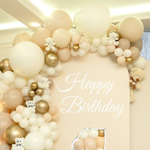 Happy Birthday Sign for Backdrop Decal Sign, White Happy Birthday Party Sticker, Large Wall Decoration Arch Background Sticker Happy Birthday Stickers