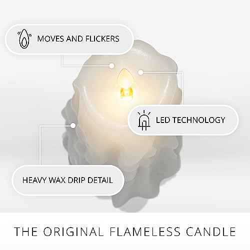 Luminara Heavy Wax Drip Flameless LED Candle, White 2.5" x 6.5", Timer Function, Real Wax Pillar, Battery Operated Unscented Safe, Long-Lasting