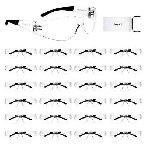 toolant Bulk Clear Safety Glasses with ANSI Z87.1 / UV 400 Standard, Eye Protection for Shooting, Construction and Laboratory