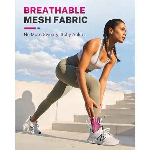 Ankle Brace for Women with Quick Lace Up, Adjustable Figure 8 Compression Support for Achilles Tendonitis, Ankle Sprain & Swelling Relief for Volleyball, Running & Daily Wear, M