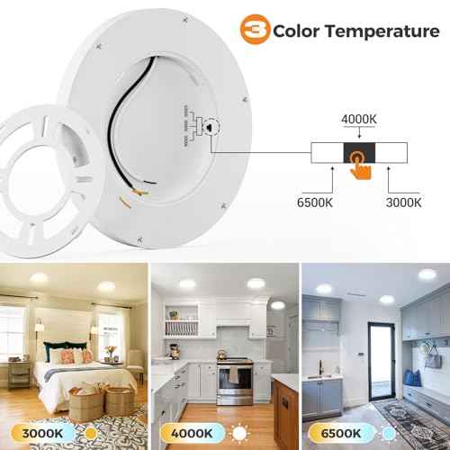 3 Pack Flush Mount Ceiling Light Fixtures - 3000K-4000K-6500K & 100W Equivalent Flat led Lights for Room Ceiling,12 Inch Ultra Thin Round White Ceiling Lights for Living Room,Bedroom,Kitchen,Bathroom