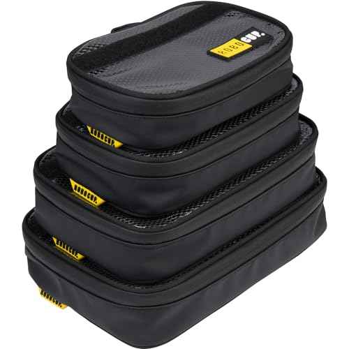 ROBOCUP Organization Storage Pouch Set of 4 with Waterproof Zippers, Grab Handle, Heavy Duty Materials, Reinforced Stitching, Hook&Loop Patch Areas. Perfect for Work, Home and Travel