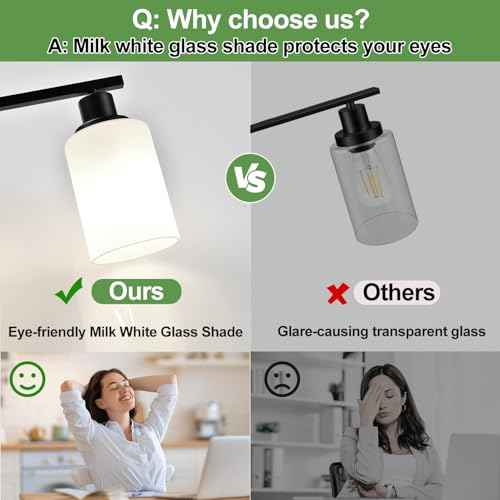 3-Light Bathroom Light Fixtures, Vanity Light with Milky White Shades, Matte Black Bathroom Light Fixtures Over Mirror, Modern Bathroom Wall Lamp for Mirror Living Room Cabinet Bedroom
