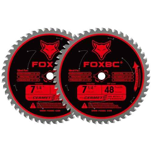 FOXBC 7 1/4 inch Metal Circular Saw Blade 48 Teeth, Metal and Stainless Steel Cutting Saw Blade, Ceramic Carbide with 5/8 Arbor - 2 Pack