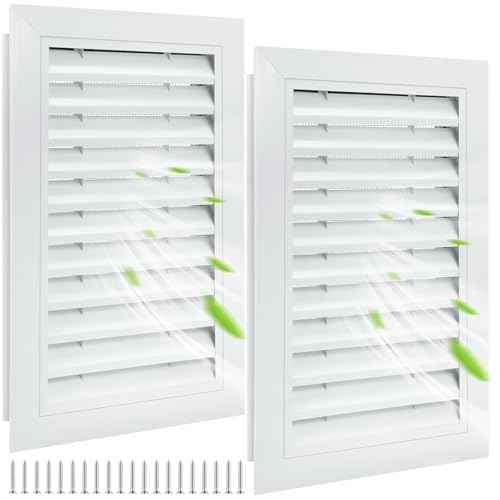 Gisafai 2 Pcs 12" x 18" Gable Vent Aluminum Alloy Wall Vents Shed Attic Window with Screen Return Air Grill with Screws, for Ventilation Exterior Doors Wall House (White)